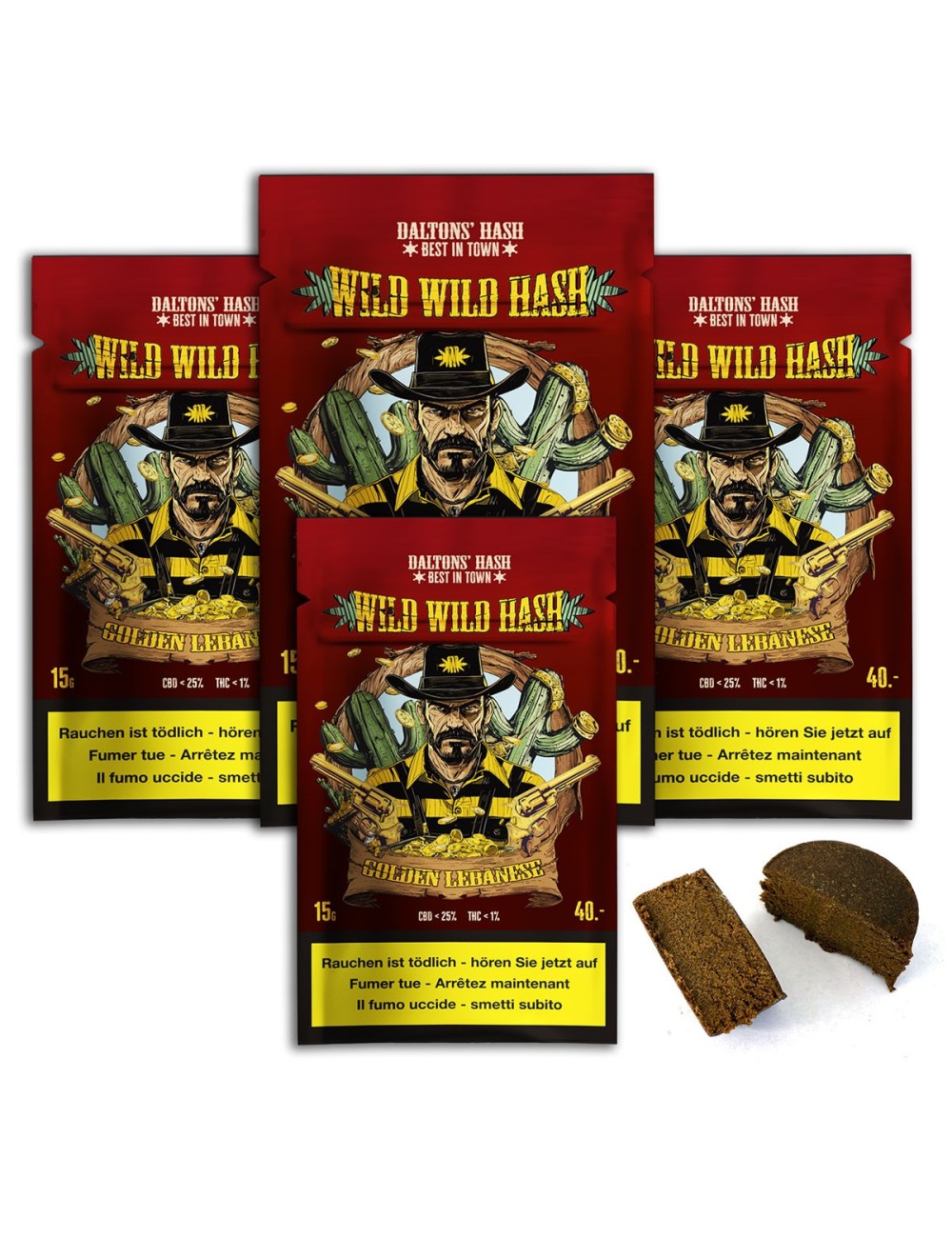 Golden Lebanese 15g - 4 pour 3 - Wild Wild Hash - Dalton's Hash CBD Espagne